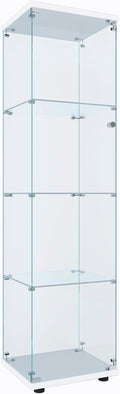 FLYMUHJIA Curio Cabinet Glass Display Case for Collectibles with 4-Shelf Display Shelves, 64.2'Hx16.9''Lx14.6''W White