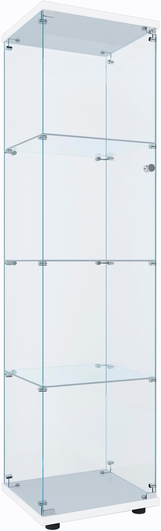 FLYMUHJIA Curio Cabinet Glass Display Case for Collectibles with 4-Shelf Display Shelves, 64.2'Hx16.9''Lx14.6''W White