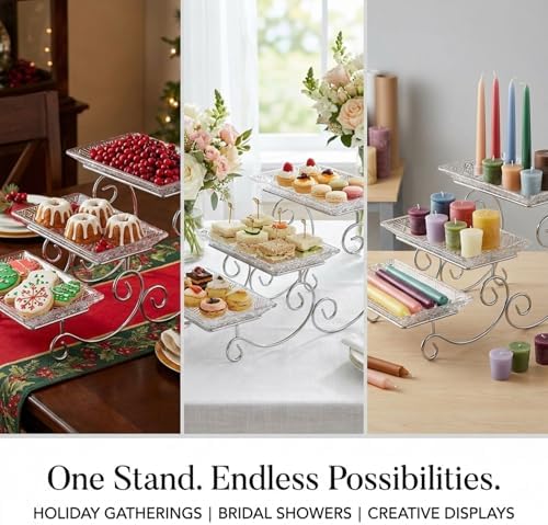 Godinger Dublin 3- Tiered Serving Stand for party and Event Dessert and Food Display Server