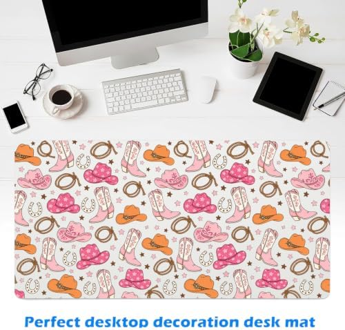 Pink Western Cowgirl Boots Desk Mat Large Gaming Mouse Pad