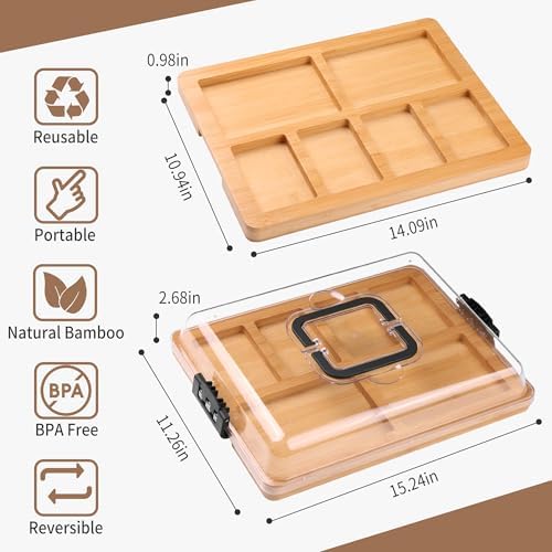 CAWIU Portable Charcuterie Board with Lid, Travel Cheese Board & Snack Tray
