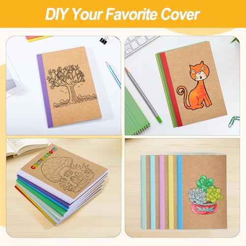 32 Pack Composition Notebooks Bulk, A5 Kraft Notebooks, 8 Colors