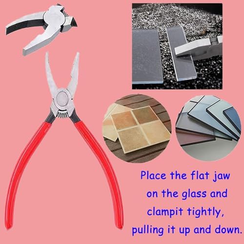 Glass Running and Breaker Pliers Set, 2-Piece, Rubber Tips, Premium Glass Running Breaking Pliers and Class Cutter Kit, Heavy Duty Glass Cutting Tool for Stained Glass, Mosaics, Fusing, Breaking