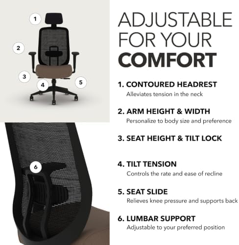 HON Altern Ergonomic Office Chair, Office Desk Computer Chair, Bark
