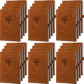 Qeeenar 24 Pack Leather Journals Bulk A5 Hardcover Notebooks, Brown