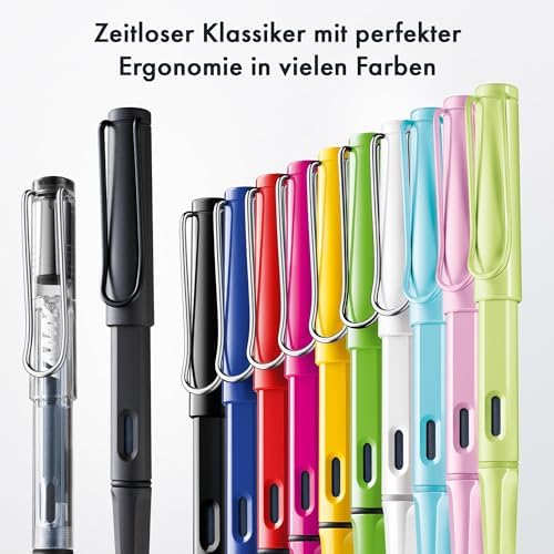 LAMY safari aquasky - Fountain Pen with ergonomic grip & polished steel nib in size M - ideal for any Writing & Calligraphy - including LAMY T 10 blue cartridge - Right-Handed