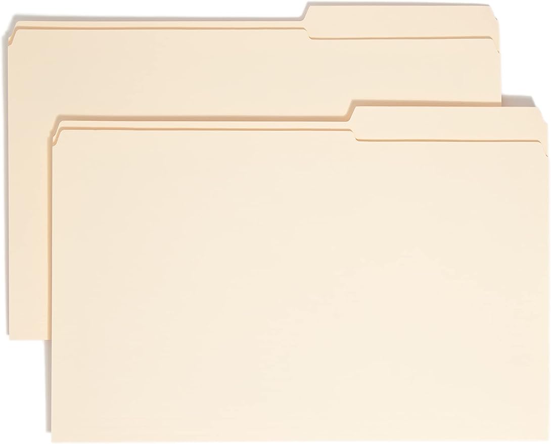 Smead File Folder, Reinforced 2/5-Cut Tab Right Position, Legal Size, Manila, 100 Per Box (15386)