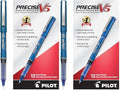 PILOT Precise V5 Rollerball Pens,Extra Fine Point 0.5 mm Blue Pens,Blue - Ideal for School,Journaling & Office Writing,(Pack of 24)