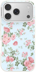 PopSockets iPhone 17 Pro Phone Case with MagSafe- Cottage Tutu Blue | Magnetic, Wireless Charging, Camera & Drop Protection, Light Blue, Baby, Flower, Floral