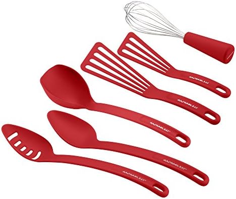 Rachael Ray 46408 Nylon Nonstick Set, Red, 6-Piece, Tools and Gadgets, One Size