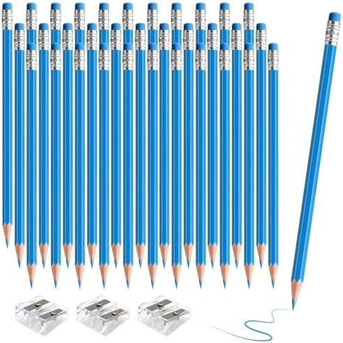 36 PCS Light Blue Pencils with Eraser, Pre-Sharpened HB Pencils for Writing & Drawing, School Supplies for Kids Homework, Tests, Art Crafts & Teacher Grading(Lightblue)