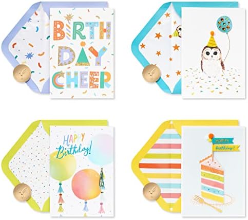 Papyrus Deluxe Boxed Birthday Card Assortment, Bright Birthday (4-Count)