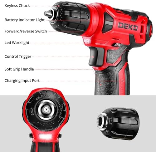 DEKOPRO Drill Set: 8V Cordless Drill, Home Tool Kit with 126 Piece Set