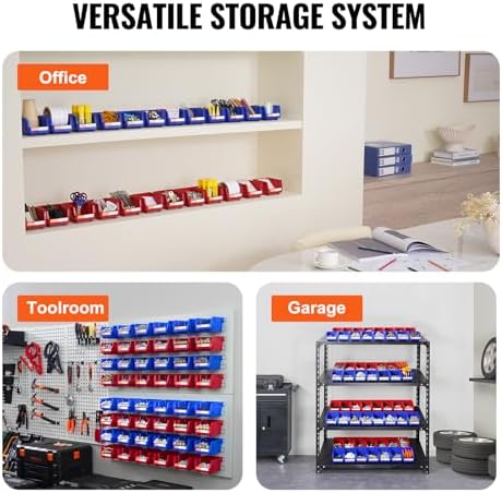 VEVOR Plastic Storage Bins 24 Pack (5 x 4 x 3-Inch), Hanging Stackable Storage Organizer Bins, Heavy Duty Stacking Containers for Closet, Garage, Office, or Small Parts Organization