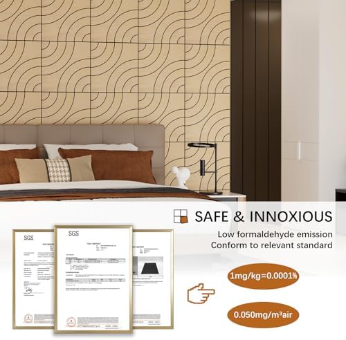 4 Packs Acoustic Wall Panels - Self-Adhesive 3D Wood Slat Wall Panel- Peel and Stick Sound Absorbing Panels for Noise Reducing - Feature Wall Decor for Home & Office