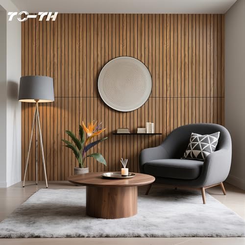 TO-TH Acoustic Panels Decorative Soundproof Wall Panel 4 Pack, Rustic Teak