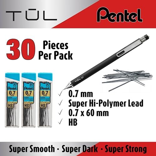 Mechanical Pencils Refill Set, Includes (3 Pack 9 Erasers), & Super Hi-Polymer 0.7 mm Lead Refills, 3 Pack Tubes, 90 Pieces Of Lead, (Refill Set)