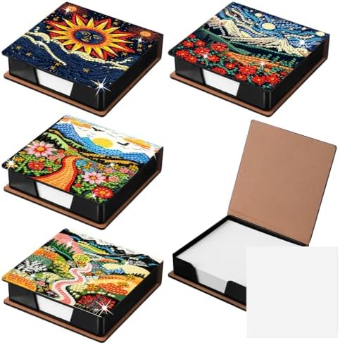 Saillong 4 Pcs Christmas Boho Diamond Art Note Box Diamond Painting Box