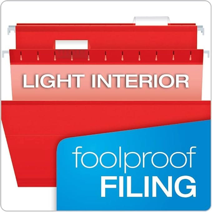 Pendaflex Reinforced Hanging File Folders, Letter Size, Assorted, 1/5 Cut, 25/BX (4152 1/5 ASST)