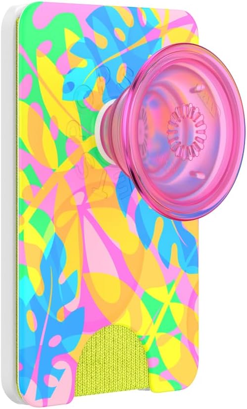 PopSockets Phone Wallet for MagSafe with Grip- Boca Palm | PopWallet, Holds 3 Cards, Magnetic, Removable, Secure, Rainbow, Colorful, Girly, Women