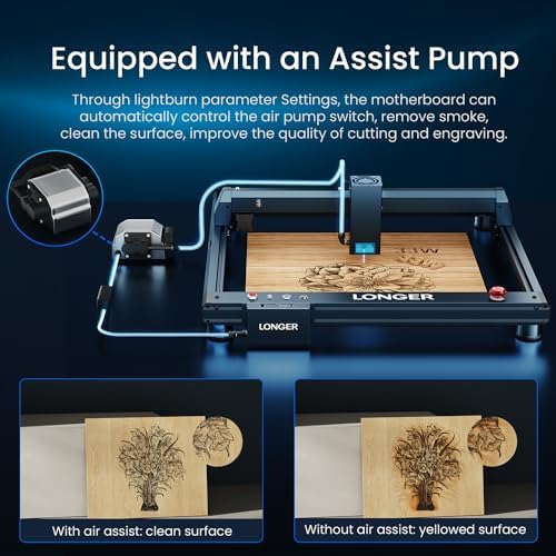 Longer Laser B1 30W Laser Engraver Cutter with Auto Air Assist, Working Speed Up to 600MM/S, DIY Laser Engraver for Wood and Metal, Paper, Acrylic, Glass, Leather, Working Area 17.72x17.32 inch