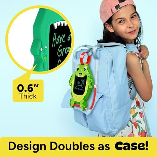 Boogie Board Sketch Pals Highland Cow 4” LCD Writing Tablet for Kids – Reusable Mess-Free Drawing Pad with Tethered Stylus – Clip-On Travel Doodle Board Toy – Ages 3+