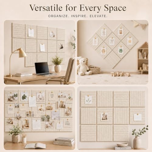 Stripe Felt Bulletin Board Tiles, Cork Board Alternative 48 x 36 in