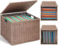 Cinnvoice Extra Large Decorative File Box 18 x 16 x 13 in Wicker Seagrass File Basket Organizer for Letter Legal Size Hand Woven Hanging Filing Cabinet with Lid for Office Paper Rope, Dark Brown