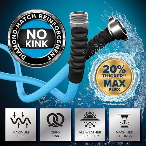 Camco EVOFlex 35-Ft RV Drinking Water Hose - Features Extra Flexible Design w/Stainless Steel Strain Relief Ends - Lead-Free, BPA-Free and Phthalate-Free - 5/8” Inside Diameter (22595)
