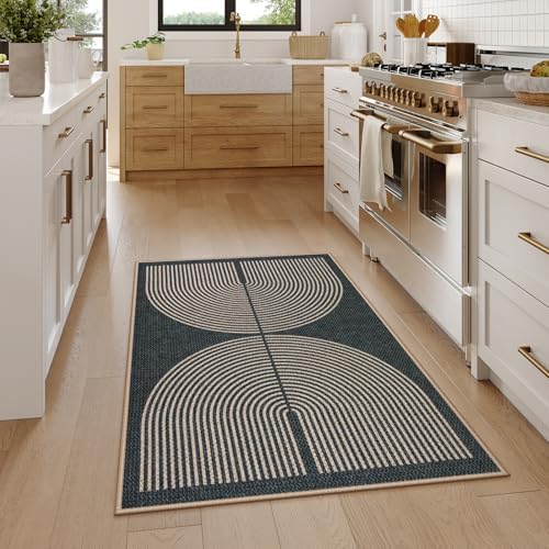 Lahome Rainbow Easy Jute Rugs for Entryway, 32"x48" Black Door Mat Non Slip