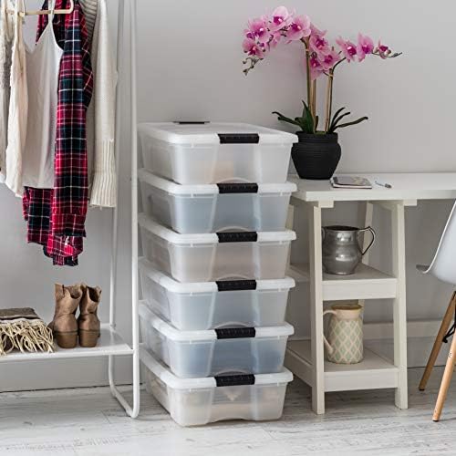 IRIS USA 6-Pack 27 Quart Storage Bins with Lids, Pearl