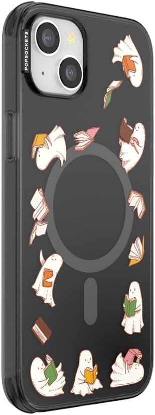 PopSockets iPhone 14 Plus Phone Case with MagSafe- Spooky Book Club | Magnetic, Wireless Charging, Camera & Drop Protection, Witchy, Halloween, Horror