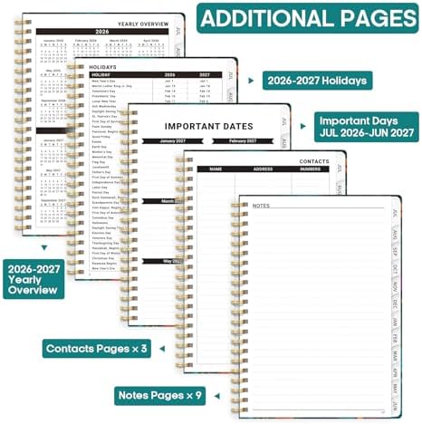 Planner 2026-2027, Weekly & Monthly Academic Calendar, Jul 2026 – Jun 2027