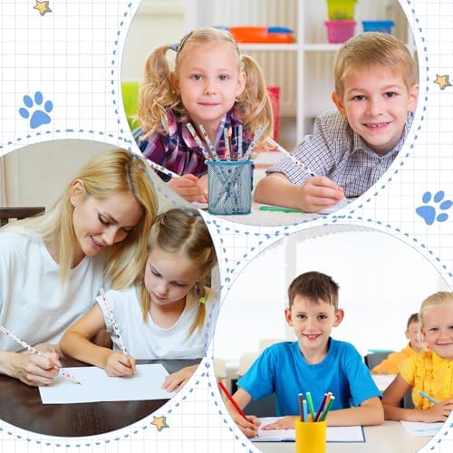 Tenceur 100 Pcs Blue Paw Dog Print Pencils Bulk Wooden Writing Novelty Pencils with Erasers Blue and Orange Dog Paw for Classroom Doggy Party Favors Welcome Back to School Party Supplies