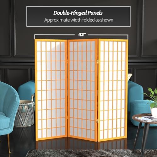 4 ft. Short Window Pane Shoji Screen - Honey - 3 Panels