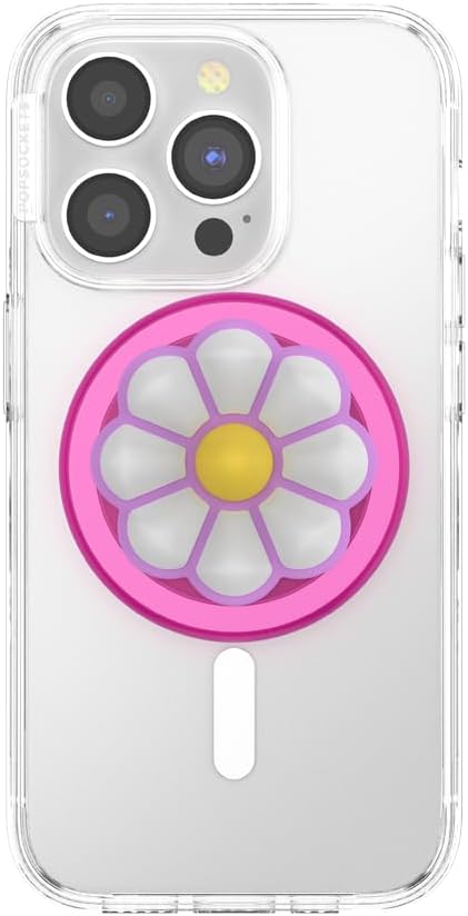 PopSockets Phone Grip for MagSafe, Magnetic Holder- Doodle Daisy Boca | Removable, For Kindle / Android / iPhone, With Magnet, Hot Pink, Fun, Cool, Unique