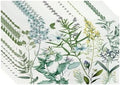 Batmerry Summer Green Sage Linen Placemats Set of 8, Vintage Plant Leaves Elegant Blue Wild Flowers Washable Table Mats for Kitchen Table Thickened Heat Insulation Dining Set Indoor Outdoor 12X18 in