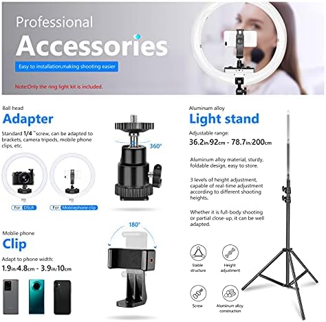 Neewer Ring Light Set [Improved Version - 1.8 cm Extremely Slim] - 18 Inches, 3200-5600K, Dimmable LED Ring Light with Lamp Base, Rotating Phone Holder, Hot Shoe Adapter