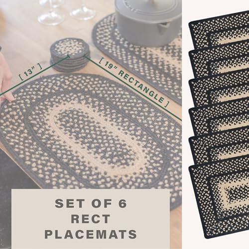 Homespice Manchester Jute Braided Placemats, Rect 13x19 Set of 6