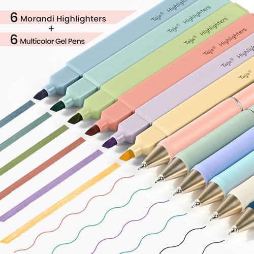 Taja 12 Pack Bible Highlighters and Pens Set, No Bleed and Quick-Drying