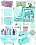 Green Desk Accessories and Organizers with Desk Organizer and 360°Rotating Pen Holder stapler Pen and a Lot of Office Green Office Supplies Beautifully Presented in a Gift Box