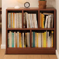 Lumber Organizer Shelf 3/4 Shelves, Lateral Filing or Vertical, Closed Back Floor-standing Bookshelf Rack Bookcase Cabinet Tiered Shelf Grid Storage Unit Dark Walnut 31.5"L x 9.4"W x 31.5"H