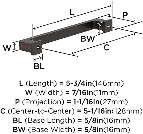 Amerock 10BX37032ORB | Oil Rubbed Bronze Cabinet Pull | 5-1/16 inch (128mm) Center-to-Center | 30 Pack | Bridgeport | Furniture Hardware