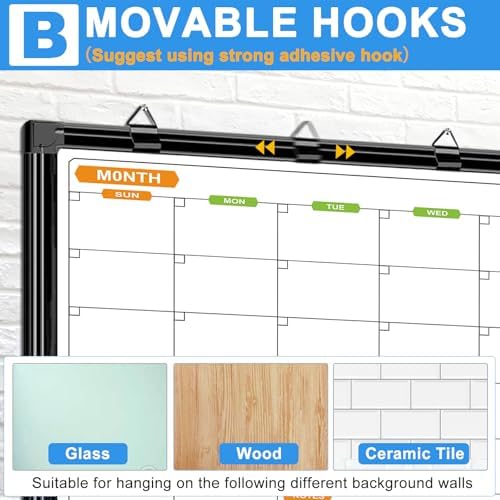 2 Month Magnetic Dry Erase Calendar Whiteboard Combo, 72" x 40"