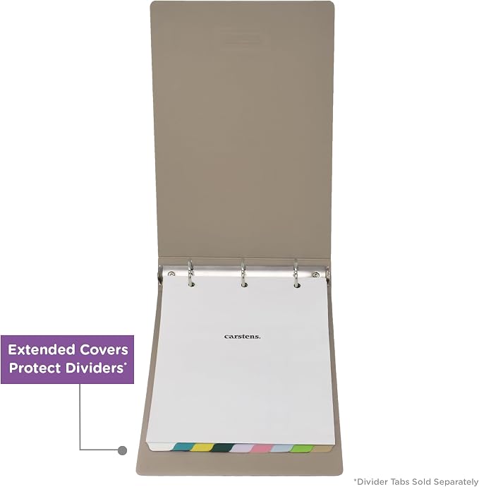 Carstens 2-Inch Heavy Duty 3-Ring Binder - Top Opening, Sand, Durable Plastic, Precision No-Gap Rings, Waterproof Cover, No Pockets, Holds 300 US Letter Sheets, BPA-Free, Made in USA (5875-3R)