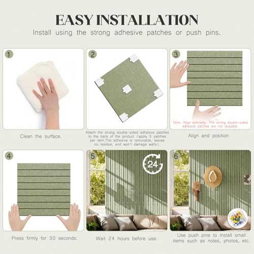 Felt Bulletin Board Tiles 48x36 12 Pack Sound Absorbing Wall Panels