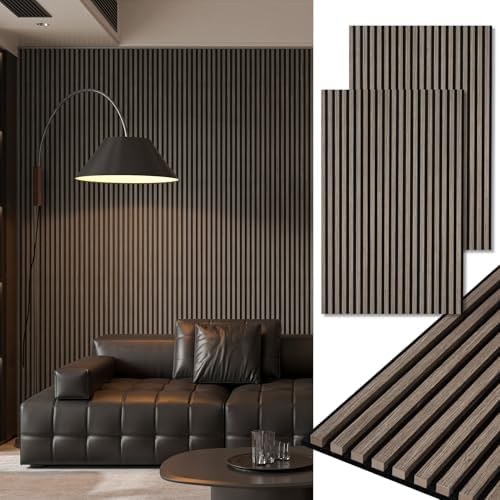 Art3d 48 x 24 in 3D Fluted Soundproof Wood Slat Wall Panel, 2-Pack, Walnut