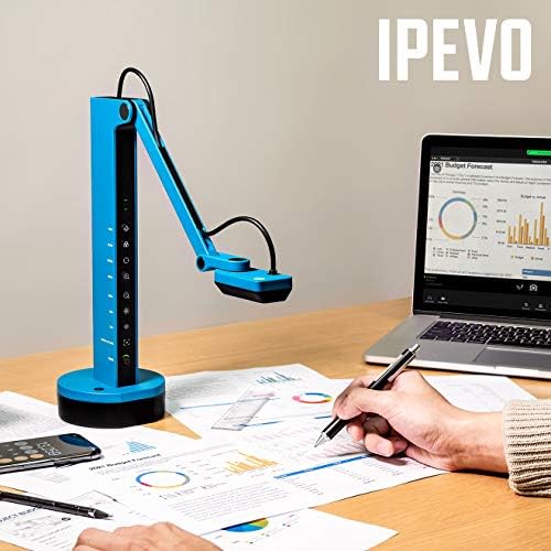 IPEVO VZ-X Wireless 8MP Document Camera, 3 Modes of Connectivity — Wi-Fi, HDMI, and USB, Compatible with Web Conferencing Software, Works Wirelessly with iOS, tvOS, and Android,Black, Blue