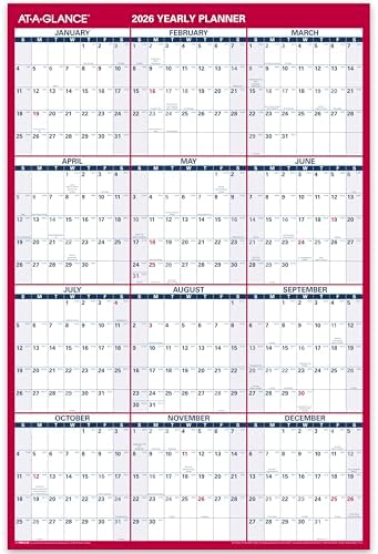 AT-A-GLANCE 2026 Wall Calendar, Monthly, 24" x 36", Extra Large, Paper, Reversible, Vertical-Horizontal (PM2122826)