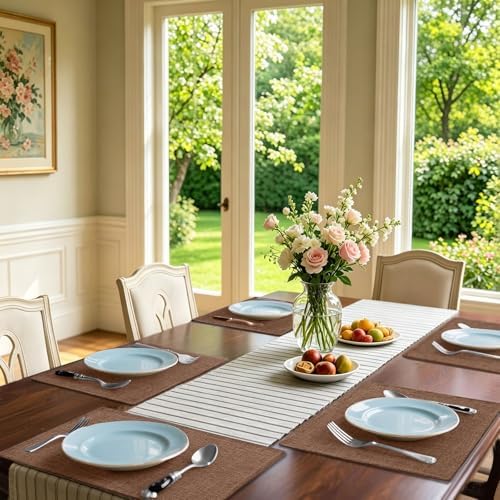 Homaxy Cloths Placemats for Dining Table Set of 4, 13" x 19", Brown